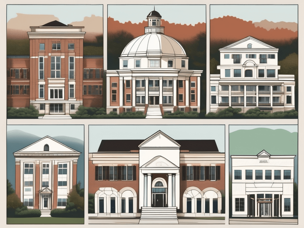 Several distinguished buildings representing real estate schools