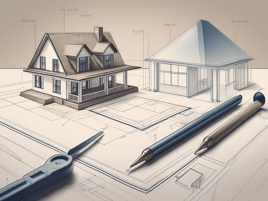 A real estate broker's desk with a blueprint of a property