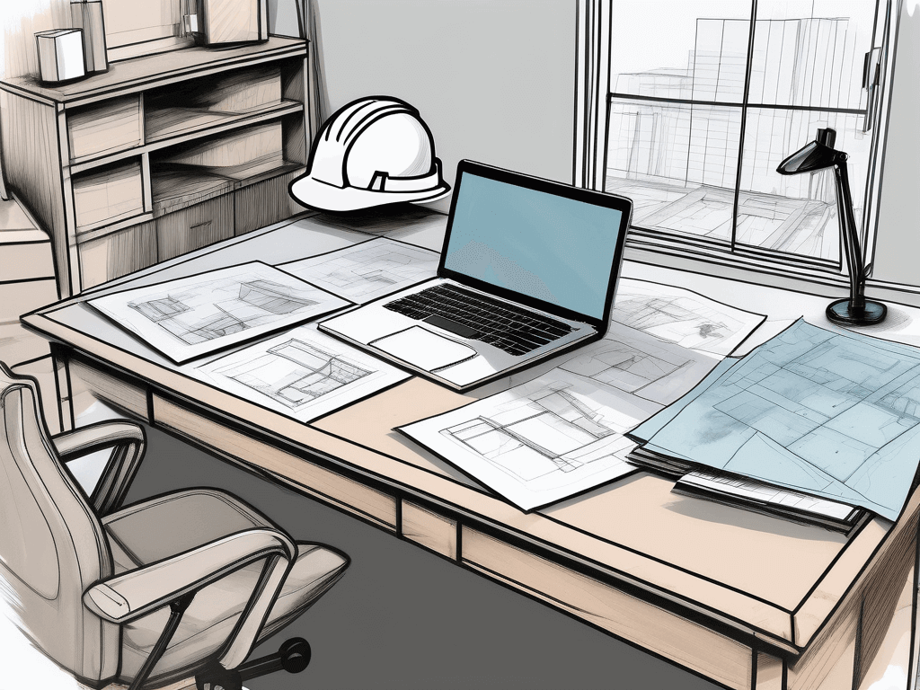 A real estate agent's desk with blueprints