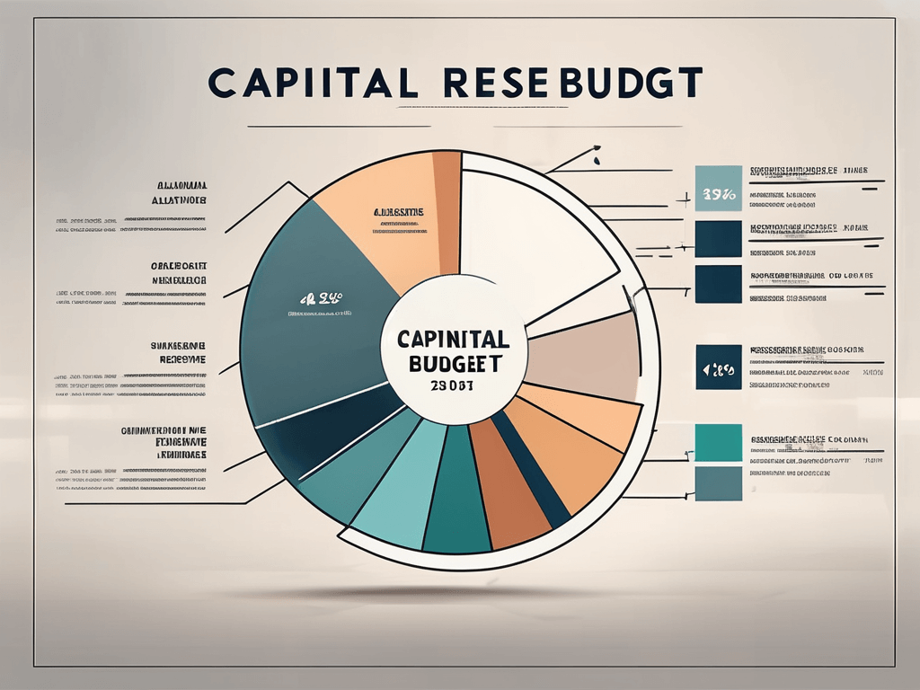 A real estate property with a pie chart overlay showing different allocations of a capital reserve budget