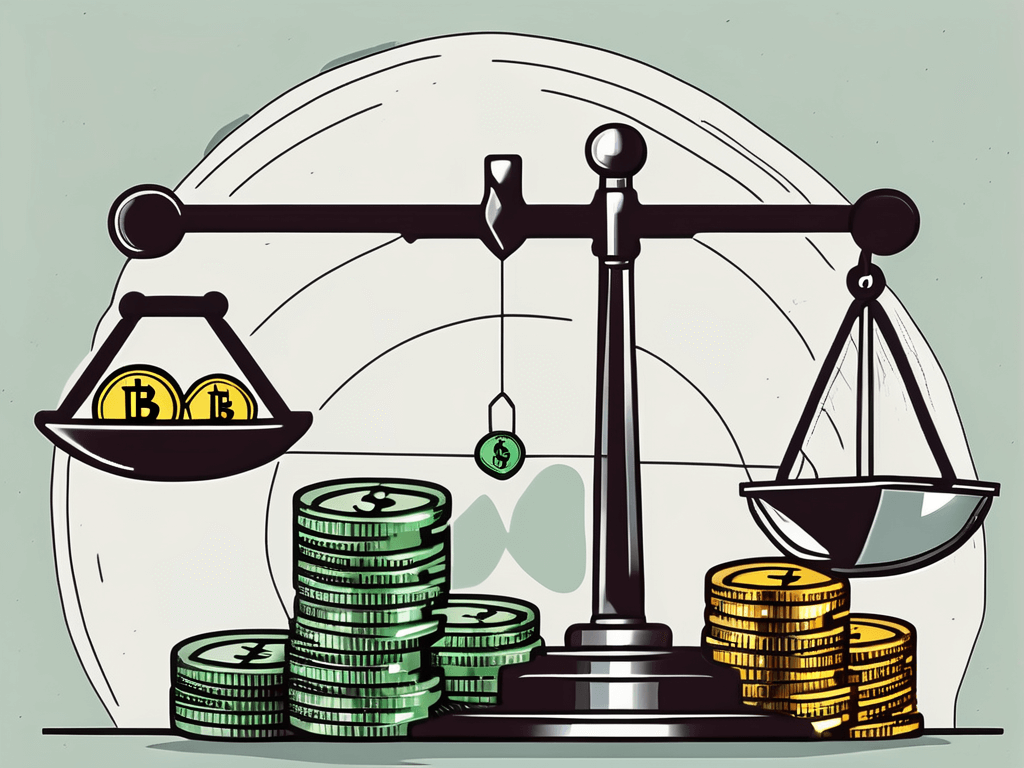 A real estate property with a balance scale