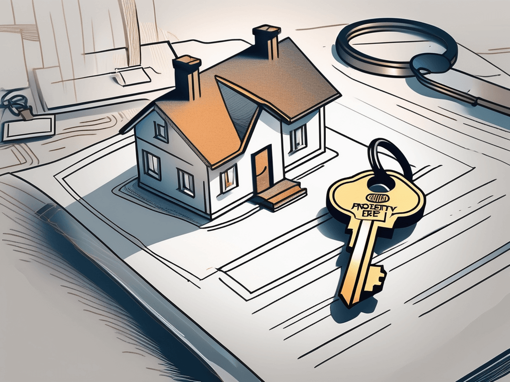 A detailed key being inserted into a stylized house