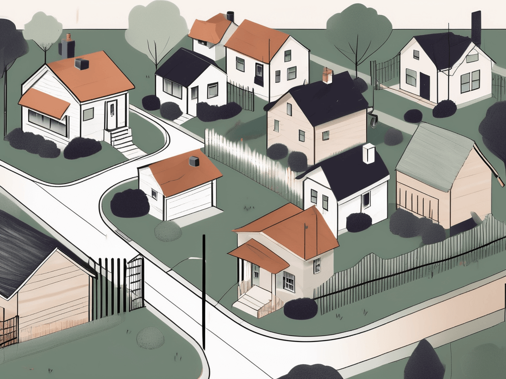 A residential neighborhood with various houses