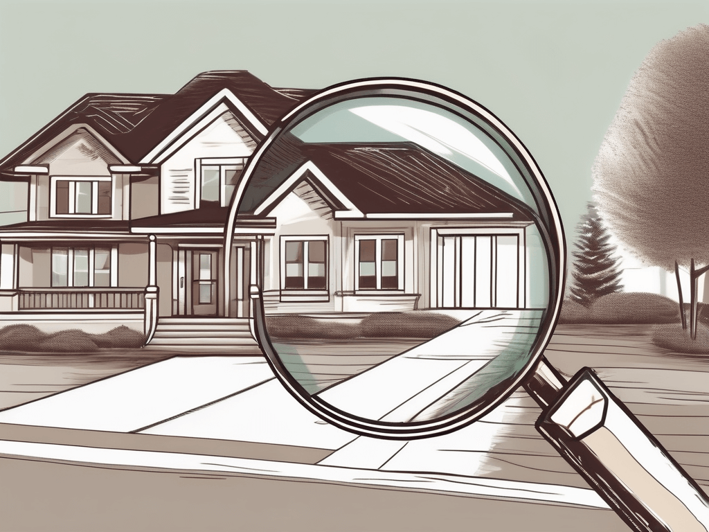 A magnifying glass over a real estate property