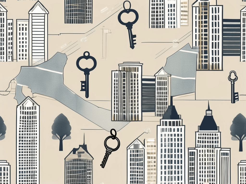 The state of new york with a symbolic representation of a house and a key