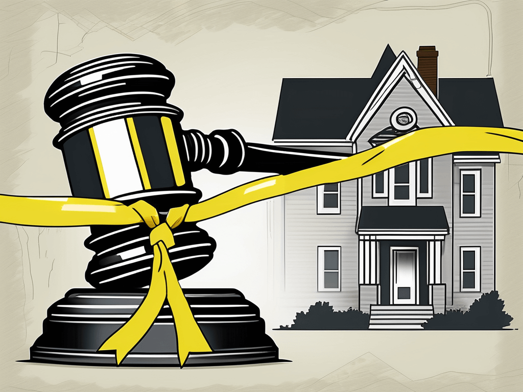 A real estate sign with a gavel