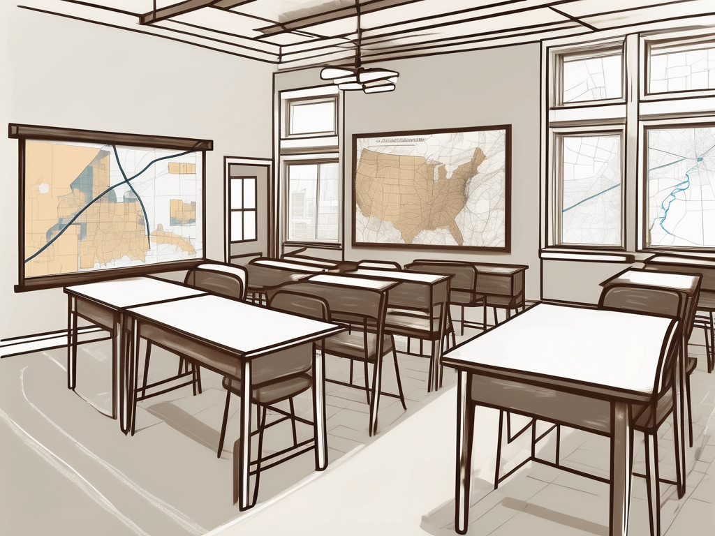 A classroom with real estate-related items such as a model house