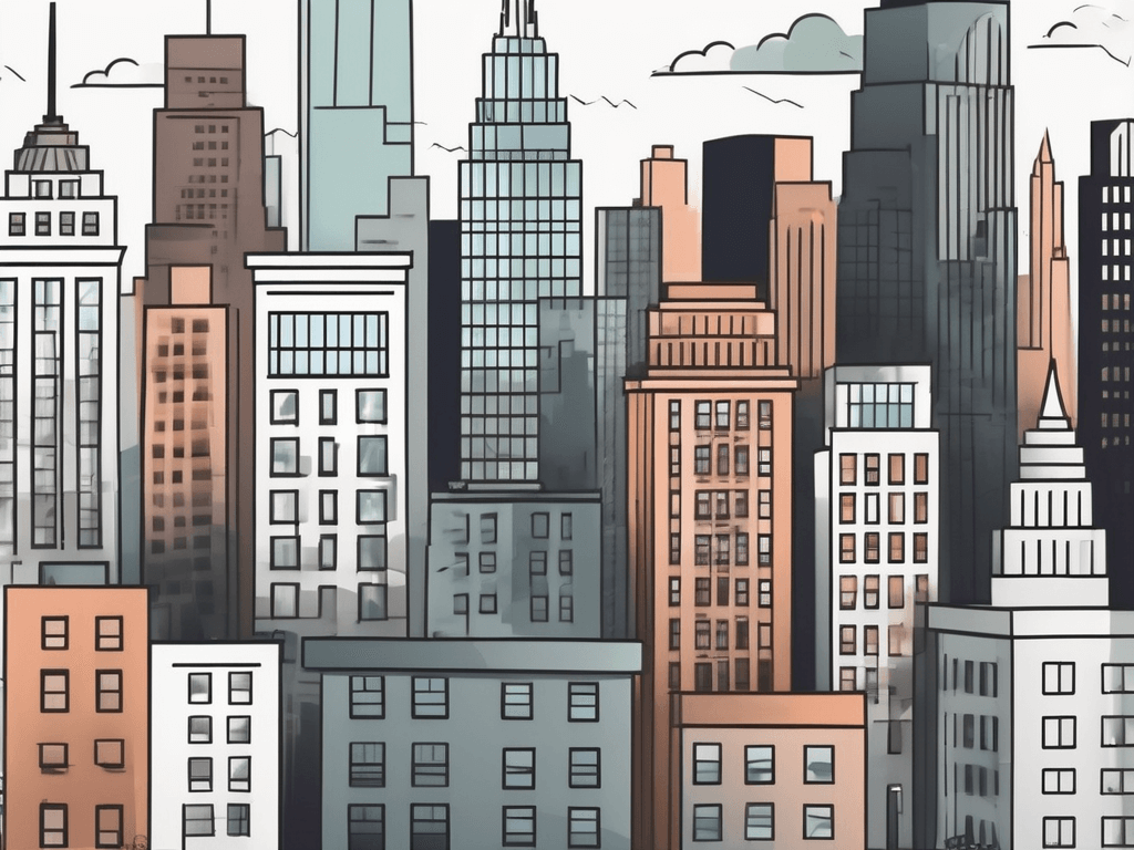 A skyline of new york city with various types of buildings