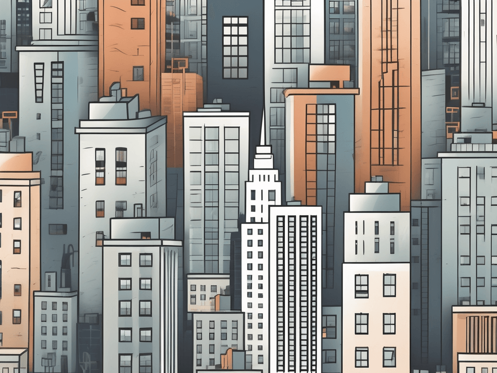 A new york cityscape with various residential and commercial properties