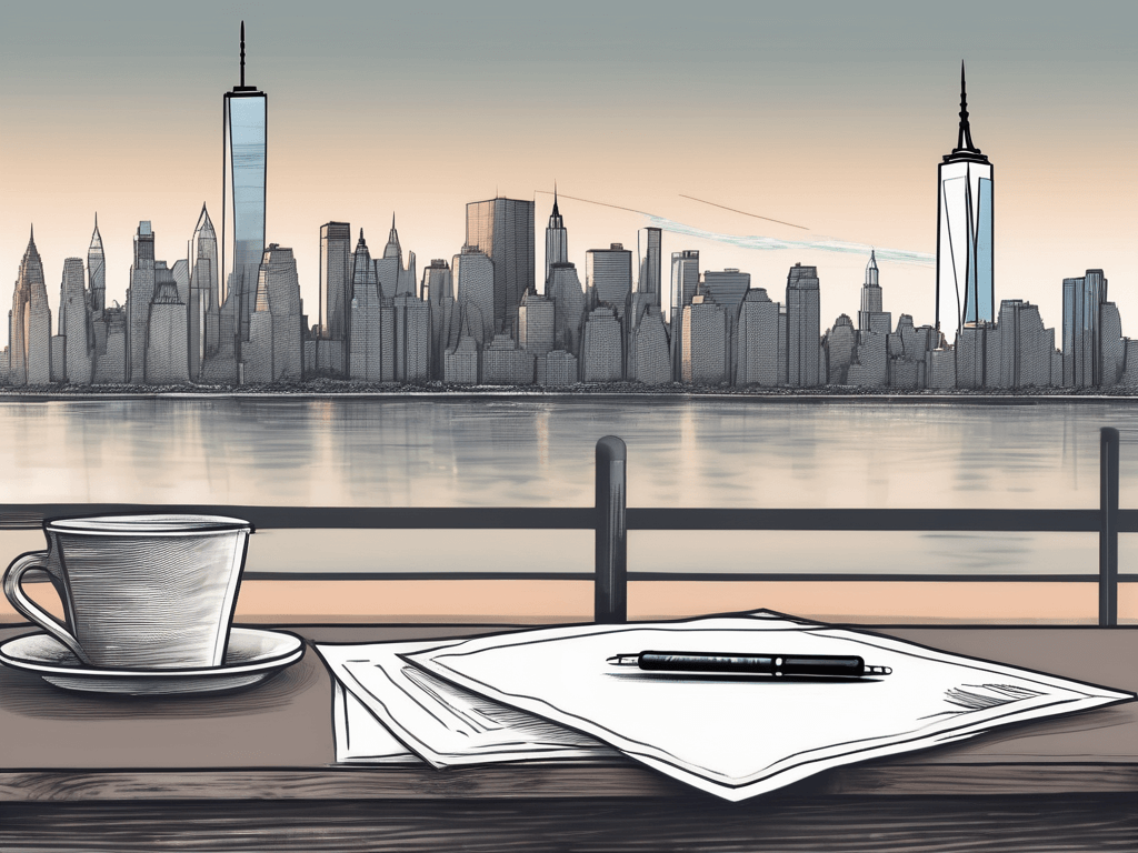 A contract next to a key with a new york skyline in the background