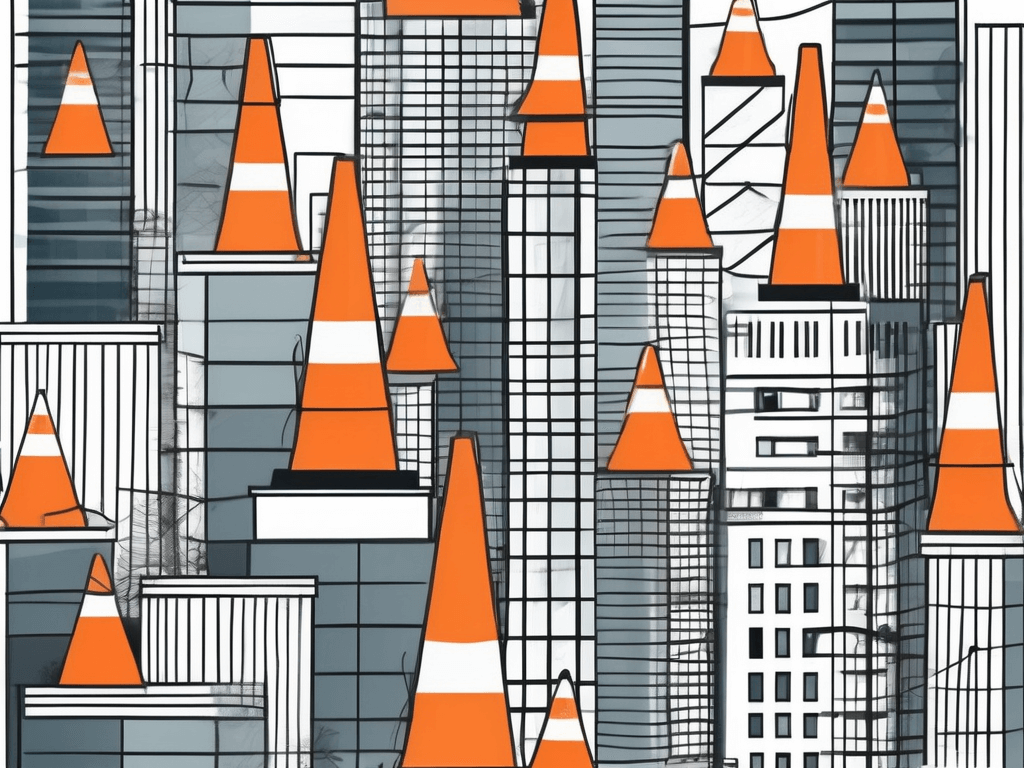 A new york cityscape with safety symbols like a hard hat