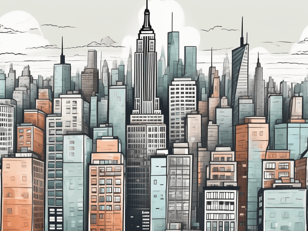 A detailed cityscape of new york with various types of properties