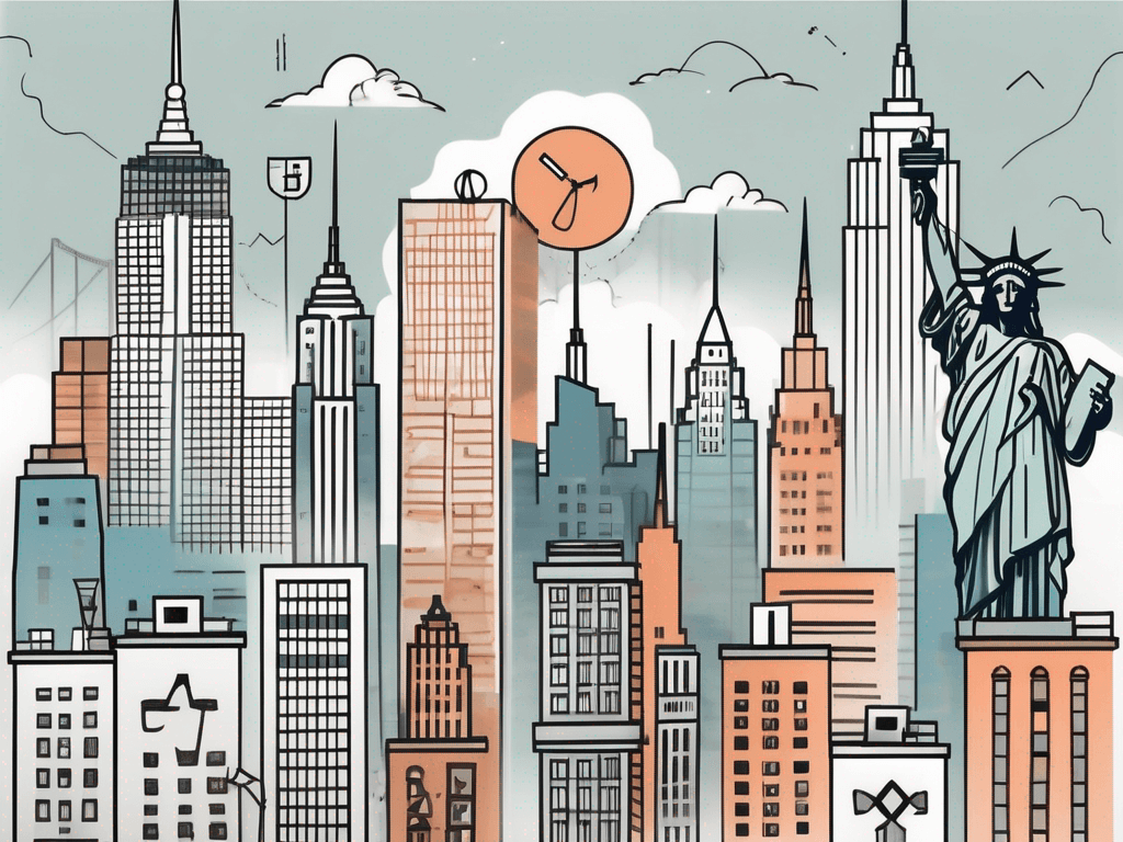 A skyline of new york with notable landmarks