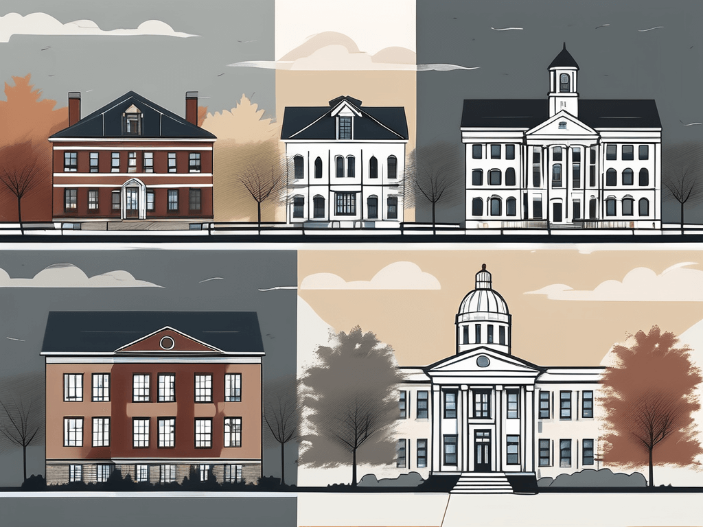 Several distinguished buildings representing real estate schools